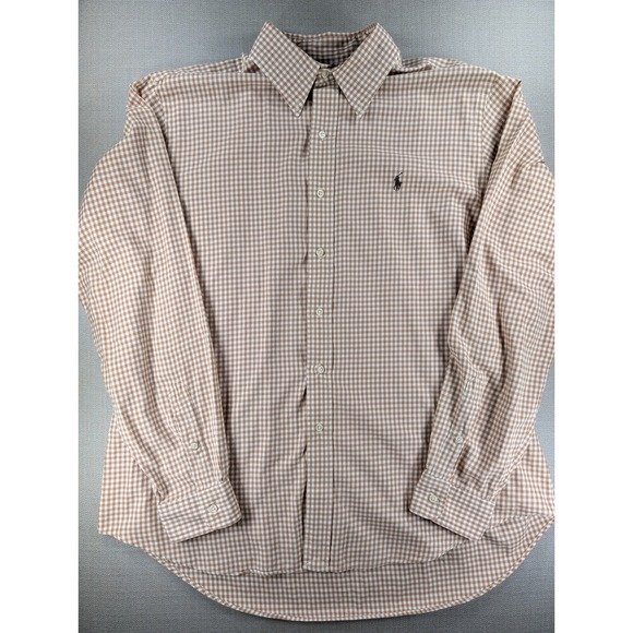 Ralph Lauren Other - Ralph Lauren Mens XL Classic Fit Tan Gingham Plaid Button Down Shirt Long Sleeve
